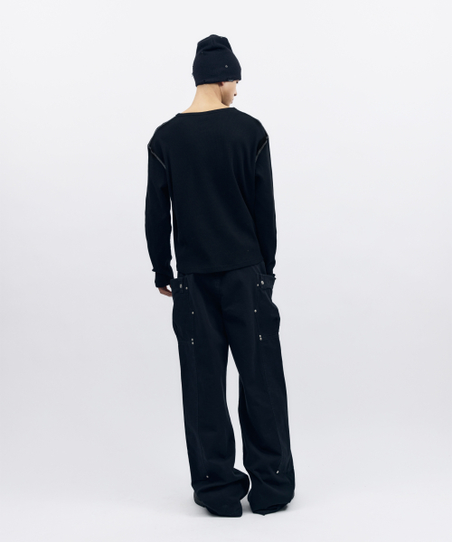 AAKAM（アーカム）の「Henry Neck Waffle Long Sleeve (Black)（Tシャツ/カットソー・レディース・その他・1/2）」の12枚目の写真