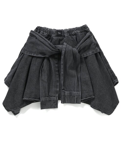 algy(アルジー)の「シャツ巻き風デニムキュロット(デニムパンツ・キッズ・ブラック/サックスブルー・150/160/130/140)」の11枚目の写真