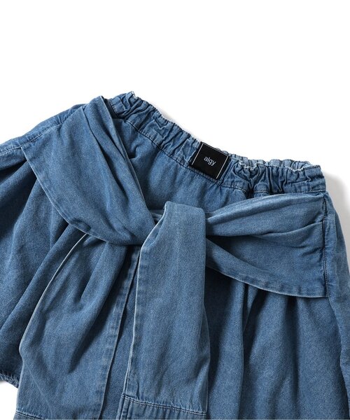 algy(アルジー)の「シャツ巻き風デニムキュロット(デニムパンツ・キッズ・ブラック/サックスブルー・150/160/130/140)」の8枚目の写真