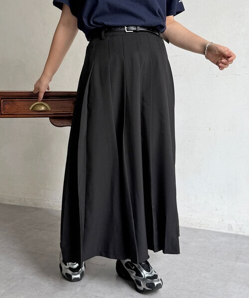 CPCM（シーピーシーエム）の「ベルト付きプリーツスカート（スカート・レディース・ブラック/ベージュ/グレー・FREE）」の4枚目の写真