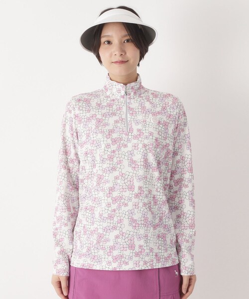 adabat(アダバット)の「吸水速乾/エコ UVクローバープリントハーフジッププルオーバー(Tシャツ/カットソー・レディース・ピンク系1/サックスブルー系/グレー系・42/40/38/36)」の12枚目の写真