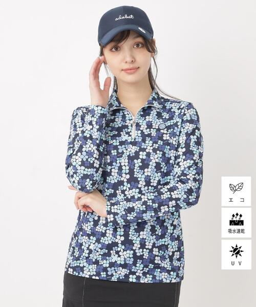 adabat(アダバット)の「吸水速乾/エコ UVクローバープリントハーフジッププルオーバー(Tシャツ/カットソー・レディース・ピンク系1/サックスブルー系/グレー系・42/40/38/36)」の6枚目の写真