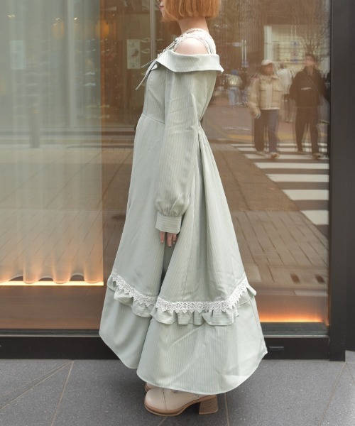 axes femme（アクシーズファム）の「オフショル風ワンピース（ワンピース・レディース・ネイビー/ミント/ブラック・FREE）」の5枚目の写真