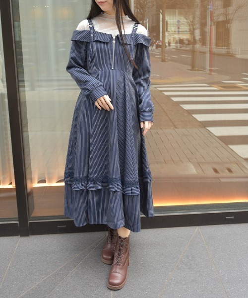 axes femme（アクシーズファム）の「オフショル風ワンピース（ワンピース・レディース・ネイビー/ミント/ブラック・FREE）」の10枚目の写真