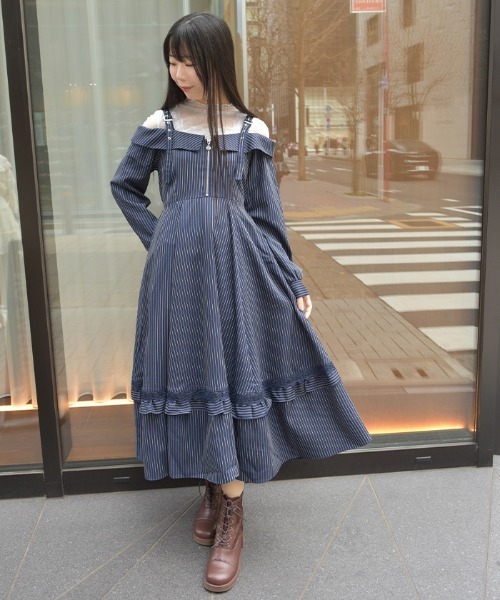 axes femme（アクシーズファム）の「オフショル風ワンピース（ワンピース・レディース・ネイビー/ミント/ブラック・FREE）」の13枚目の写真