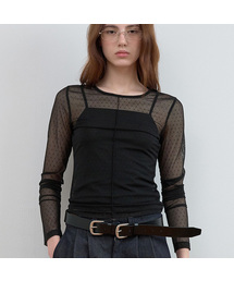DOT SHEER LONG SLEEVE BLACK