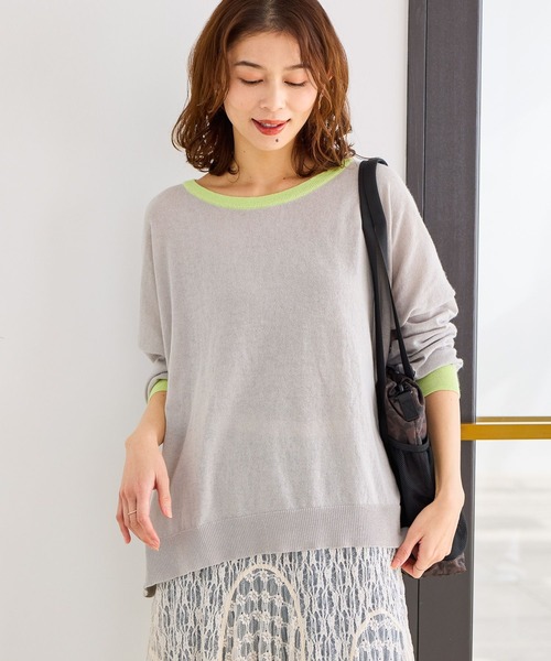 studio CLIP（スタディオクリップ）の「12ゲージ配色ワイドニットプルオーバー（ニット/セーター・レディース・チャコール/アイボリー/ライトグレー・FREE）」の5枚目の写真