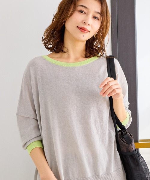 studio CLIP（スタディオクリップ）の「12ゲージ配色ワイドニットプルオーバー（ニット/セーター・レディース・チャコール/アイボリー/ライトグレー・FREE）」の7枚目の写真