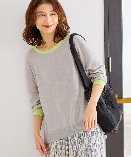 studio CLIP（スタディオクリップ）の「12ゲージ配色ワイドニットプルオーバー（ニット/セーター・レディース・チャコール/アイボリー/ライトグレー・FREE）」の8枚目の写真