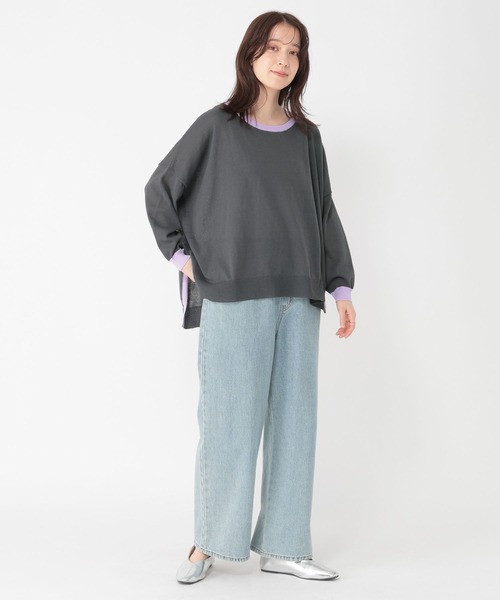 studio CLIP（スタディオクリップ）の「12ゲージ配色ワイドニットプルオーバー（ニット/セーター・レディース・チャコール/アイボリー/ライトグレー・FREE）」の22枚目の写真