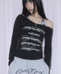 A'GEM/9 × .kom 『NIIER NOR/ニーアノア』 LAYERED OFF-SHOULDER SLIM TEE/レイヤードオフショルダースリム長袖Tシャツ