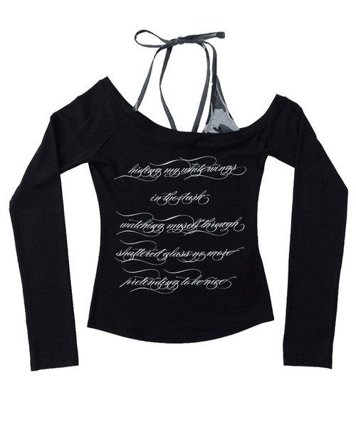 NIIER NOR(ニアノア)の「A'GEM/9 × .kom 『NIIER NOR/ニーアノア』 LAYERED OFF-SHOULDER SLIM TEE/レイヤードオフショルダースリム長袖Tシャツ(Tシャツ/カットソー・レディース・ブラック/グレー・FREE)」の12枚目の写真