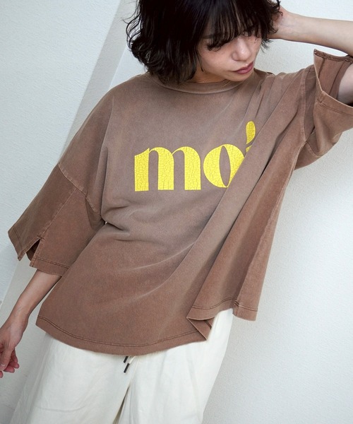 gossara（ゴサラ）の「【大人気アイテム再登場】ピグメント袖スリットプルオーバー（Tシャツ/カットソー・レディース・チャコールグレー/グレイッシュベージュ/アイボリー/ブラウン/ブルー・FREE）」の3枚目の写真