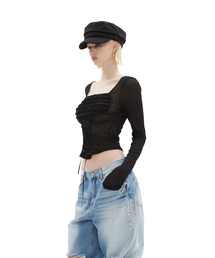 HILLDA（ヒルダ）の「ピュアレースアップコルセットトップ[ブラック]（Tシャツ/カットソー）」