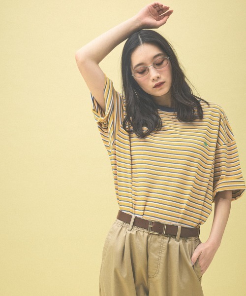 Kappa(カッパ)の「≪Kappa×and ST ウェルネスクラブ≫ボーダーTシャツ(Tシャツ/カットソー・レディース・オレンジ/イエロー/ブルー・LARGE/MEDIUM/SMALL)」の2枚目の写真