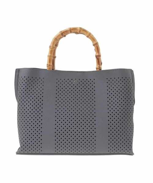 MK MICHEL KLEIN（エムケーミッシェルクラン）の「[2WAY]バンブーハンドルパンチングバッグ（ハンドバッグ・レディース・グレー/ライトグリーン/ベージュ・00）」の14枚目の写真