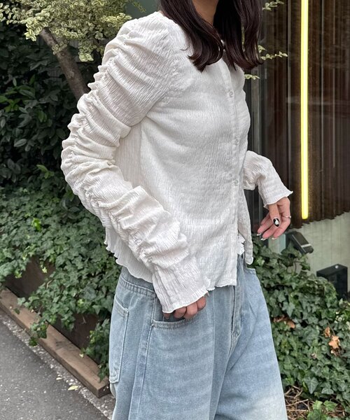 CIAOPANIC(チャオパニック)の「【neutral by ciaopanic】シャーリングカットソー(シャツ/ブラウス・レディース・オフホワイト/ブルー系その他/ピンク・FREE)」の8枚目の写真