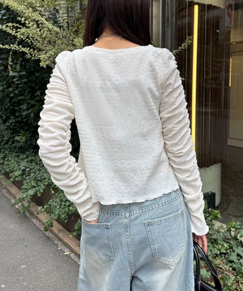 CIAOPANIC(チャオパニック)の「【neutral by ciaopanic】シャーリングカットソー(シャツ/ブラウス・レディース・オフホワイト/ブルー系その他/ピンク・FREE)」の9枚目の写真
