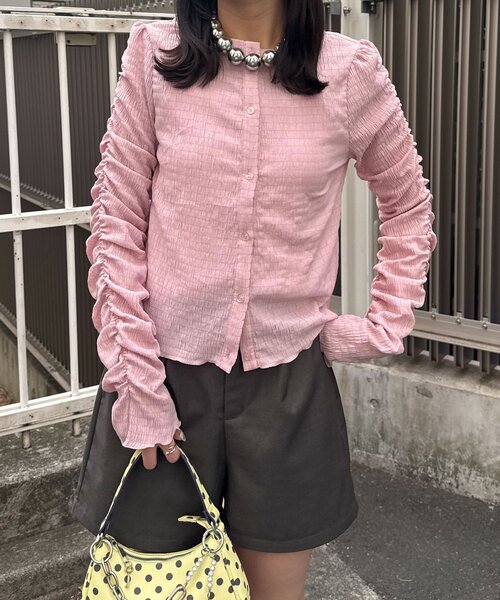 CIAOPANIC(チャオパニック)の「【neutral by ciaopanic】シャーリングカットソー(シャツ/ブラウス・レディース・オフホワイト/ブルー系その他/ピンク・FREE)」の22枚目の写真