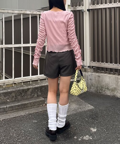 CIAOPANIC(チャオパニック)の「【neutral by ciaopanic】シャーリングカットソー(シャツ/ブラウス・レディース・オフホワイト/ブルー系その他/ピンク・FREE)」の5枚目の写真