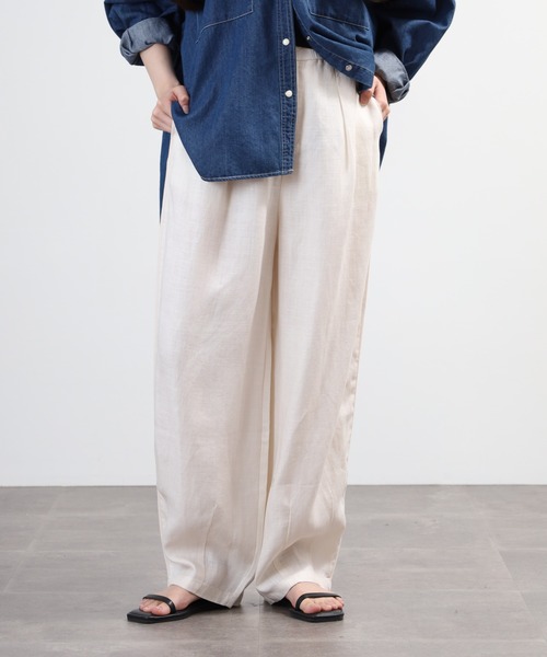 EGLANTINE(エグランティーヌ)の「EGLANTINE 麻混リラックスワイドパンツ(その他パンツ・レディース・オフホワイト/ブラウン/ブラック・40)」の16枚目の写真