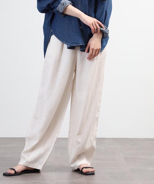 EGLANTINE(エグランティーヌ)の「EGLANTINE 麻混リラックスワイドパンツ(その他パンツ・レディース・オフホワイト/ブラウン/ブラック・40)」の17枚目の写真