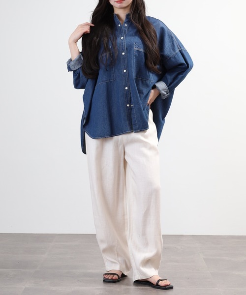 EGLANTINE(エグランティーヌ)の「EGLANTINE 麻混リラックスワイドパンツ(その他パンツ・レディース・オフホワイト/ブラウン/ブラック・40)」の18枚目の写真