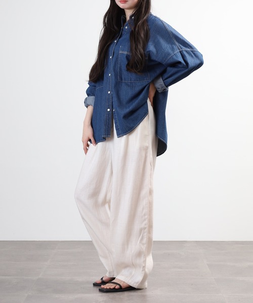 EGLANTINE(エグランティーヌ)の「EGLANTINE 麻混リラックスワイドパンツ(その他パンツ・レディース・オフホワイト/ブラウン/ブラック・40)」の19枚目の写真