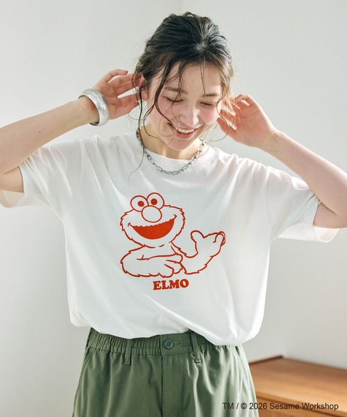 SESAME STREET(セサミストリート)の「【セサミストリート/SESAME STREET】エルモ/ELMOフロッキープリント半袖Tシャツ(2026SS)(Tシャツ/カットソー・レディース・オレンジ/グレー/オフホワイト・LL/3L/L/M)」の11枚目の写真