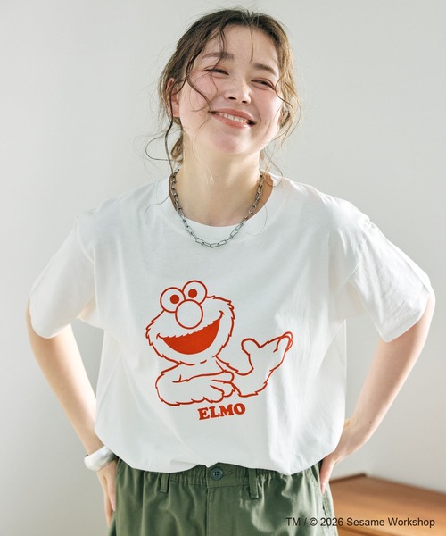 SESAME STREET(セサミストリート)の「【セサミストリート/SESAME STREET】エルモ/ELMOフロッキープリント半袖Tシャツ(2026SS)(Tシャツ/カットソー・レディース・オレンジ/グレー/オフホワイト・LL/3L/L/M)」の12枚目の写真