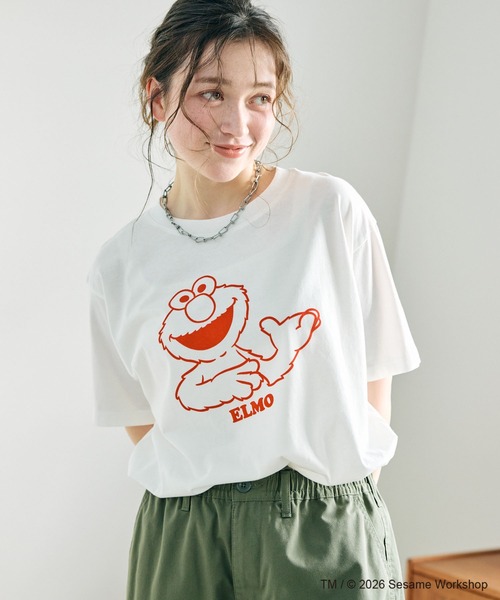 SESAME STREET(セサミストリート)の「【セサミストリート/SESAME STREET】エルモ/ELMOフロッキープリント半袖Tシャツ(2026SS)(Tシャツ/カットソー・レディース・オレンジ/グレー/オフホワイト・LL/3L/L/M)」の15枚目の写真
