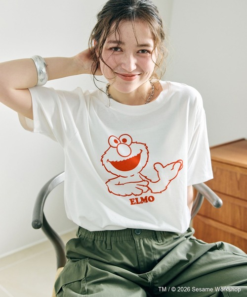 SESAME STREET(セサミストリート)の「【セサミストリート/SESAME STREET】エルモ/ELMOフロッキープリント半袖Tシャツ(2026SS)(Tシャツ/カットソー・レディース・オレンジ/グレー/オフホワイト・LL/3L/L/M)」の20枚目の写真