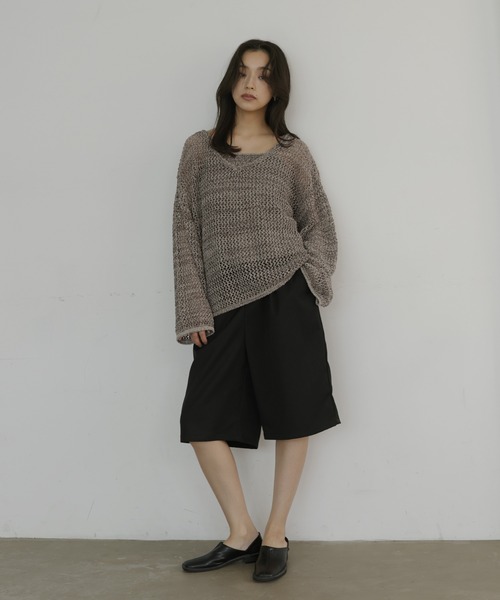 hellam(へラム)の「キャミ付きメッシュニットトップス(ニット/セーター・レディース・ブラック/ブラウン/ホワイト・FREE)」の17枚目の写真