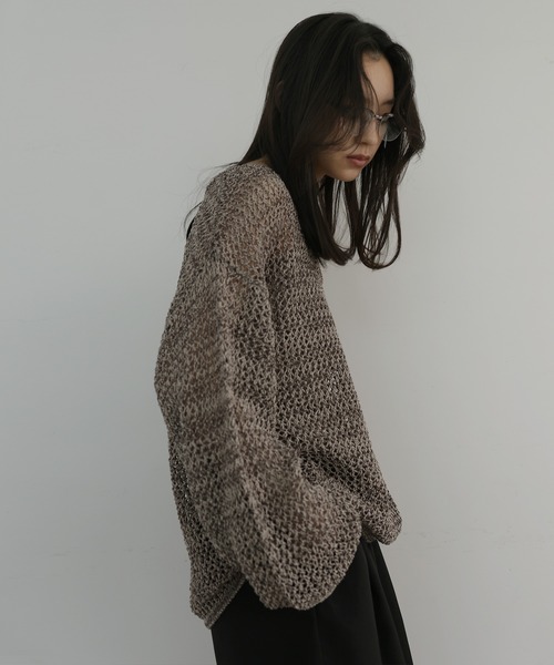 hellam(へラム)の「キャミ付きメッシュニットトップス(ニット/セーター・レディース・ブラック/ブラウン/ホワイト・FREE)」の20枚目の写真