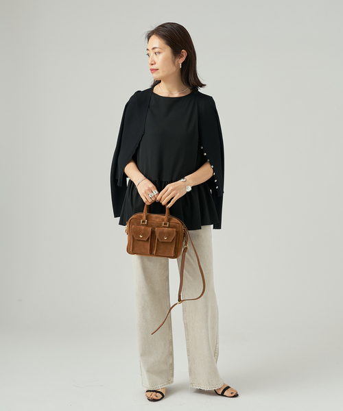 VERMEIL par iena(ヴェルメイユパーイエナ)の「ペプラム ノースリーブプルオーバー(Tシャツ/カットソー・レディース・ブラック/ホワイト/ネイビー・FREE)」の9枚目の写真