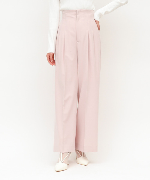 ROYAL PARTY（ロイヤルパーティー）の「ラインストーンタックワイドパンツ（その他パンツ・レディース・グレー/ブラック/ピンク・FREE）」の8枚目の写真