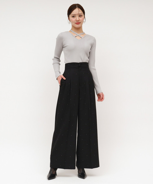 ROYAL PARTY（ロイヤルパーティー）の「ラインストーンタックワイドパンツ（その他パンツ・レディース・グレー/ブラック/ピンク・FREE）」の20枚目の写真