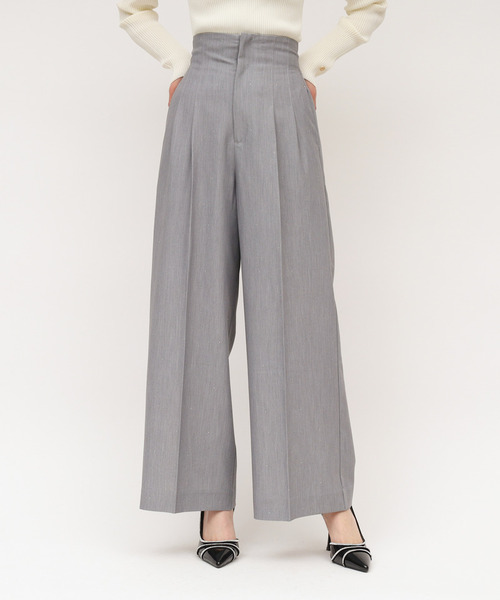 ROYAL PARTY（ロイヤルパーティー）の「ラインストーンタックワイドパンツ（その他パンツ・レディース・グレー/ブラック/ピンク・FREE）」の10枚目の写真