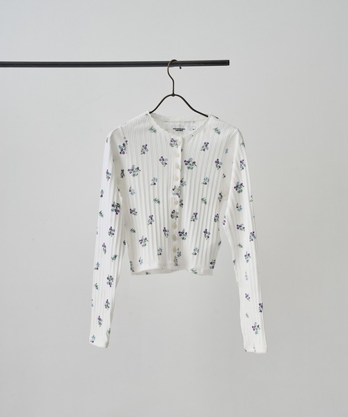 JANE SMITH / JOHN SMITH（ジェーンスミスジョンスミス）の「[JANE SMITH/ジェーン・スミス]COTTON EYELET RIB FLOWER CARDIGAN（カーディガン/ボレロ・レディース・ホワイト・38）」の6枚目の写真