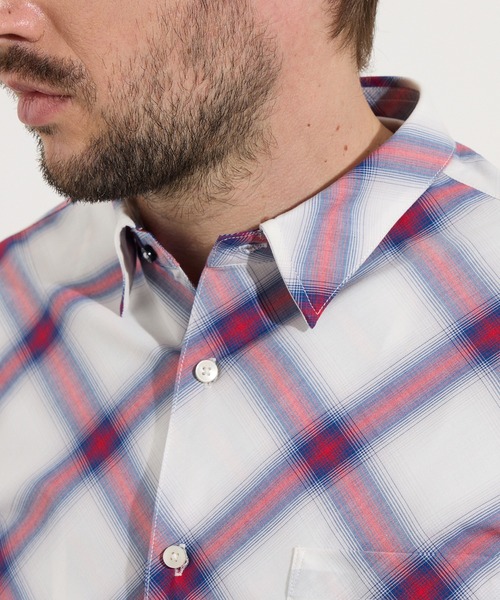 HIDEAWAYS NICOLE（ハイダウェイニコル）の「オンブレチェックショートレギュラー半袖シャツ（シャツ/ブラウス・メンズ・ブラック×ホワイト/トリコロール/ホワイト×ブルー・LARGE/MEDIUM/X-LARGE）」の10枚目の写真