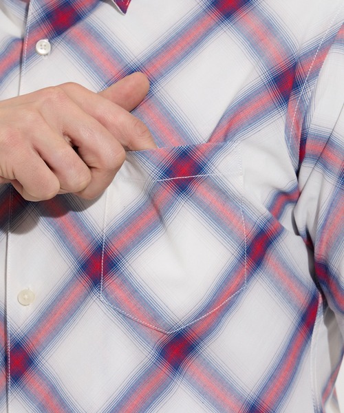 HIDEAWAYS NICOLE（ハイダウェイニコル）の「オンブレチェックショートレギュラー半袖シャツ（シャツ/ブラウス・メンズ・ブラック×ホワイト/トリコロール/ホワイト×ブルー・LARGE/MEDIUM/X-LARGE）」の11枚目の写真