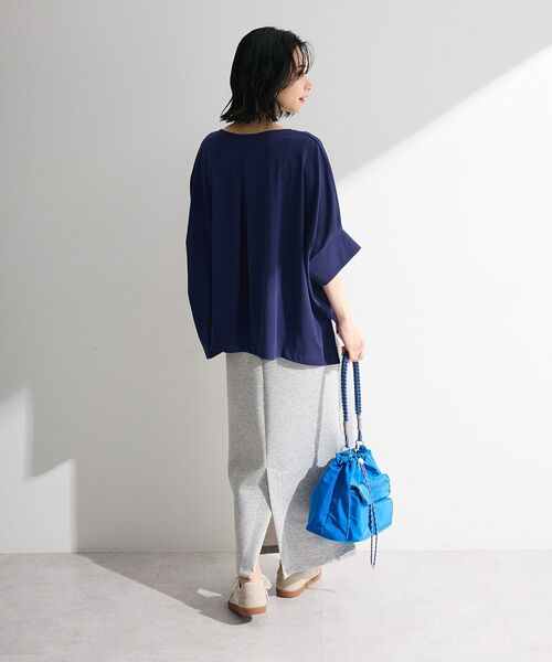 Green Parks(グリーンパークス)の「【WEB限定】冷やっとすずやかドルマンプルオーバーⅡ(Tシャツ/カットソー・レディース・ネイビー/レッド/ブラック/チャコールグレー/ホワイト系その他2/オフホワイト・FREE)」の22枚目の写真