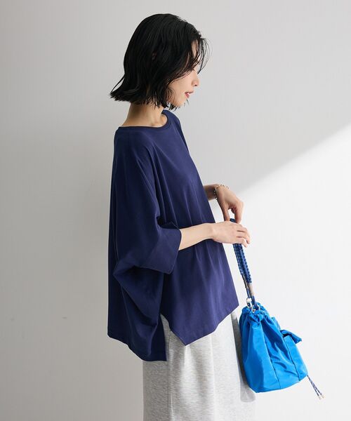 Green　Parks（グリーンパークス）の「【WEB限定】冷やっとすずやかドルマンプルオーバーⅡ（Tシャツ/カットソー・レディース・ネイビー/レッド/ブラック/チャコールグレー/ホワイト系その他2/オフホワイト・FREE）」の20枚目の写真