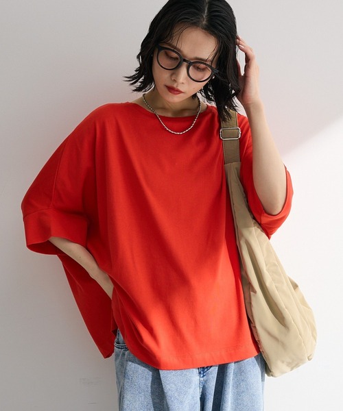 Green Parks(グリーンパークス)の「【WEB限定】冷やっとすずやかドルマンプルオーバーⅡ(Tシャツ/カットソー・レディース・ネイビー/レッド/ブラック/チャコールグレー/ホワイト系その他2/オフホワイト・FREE)」の6枚目の写真