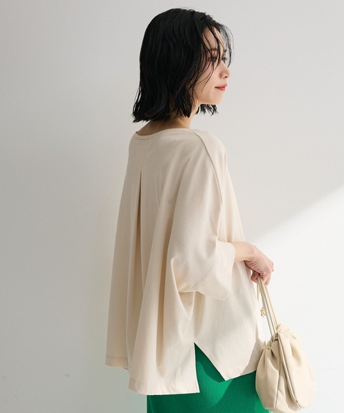 Green Parks(グリーンパークス)の「【WEB限定】冷やっとすずやかドルマンプルオーバーⅡ(Tシャツ/カットソー・レディース・ネイビー/レッド/ブラック/チャコールグレー/ホワイト系その他2/オフホワイト・FREE)」の3枚目の写真