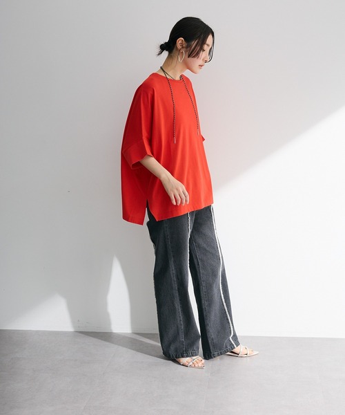 Green Parks(グリーンパークス)の「【WEB限定】冷やっとすずやかドルマンプルオーバーⅡ(Tシャツ/カットソー・レディース・ネイビー/レッド/ブラック/チャコールグレー/ホワイト系その他2/オフホワイト・FREE)」の12枚目の写真