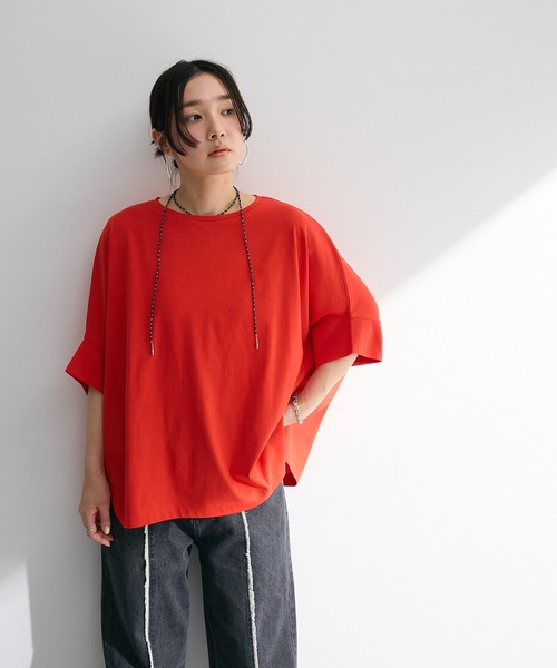 Green Parks(グリーンパークス)の「【WEB限定】冷やっとすずやかドルマンプルオーバーⅡ(Tシャツ/カットソー・レディース・ネイビー/レッド/ブラック/チャコールグレー/ホワイト系その他2/オフホワイト・FREE)」の14枚目の写真