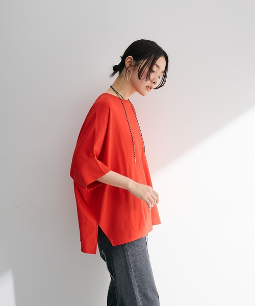 Green Parks(グリーンパークス)の「【WEB限定】冷やっとすずやかドルマンプルオーバーⅡ(Tシャツ/カットソー・レディース・ネイビー/レッド/ブラック/チャコールグレー/ホワイト系その他2/オフホワイト・FREE)」の15枚目の写真
