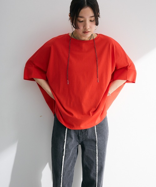 Green Parks(グリーンパークス)の「【WEB限定】冷やっとすずやかドルマンプルオーバーⅡ(Tシャツ/カットソー・レディース・ネイビー/レッド/ブラック/チャコールグレー/ホワイト系その他2/オフホワイト・FREE)」の17枚目の写真