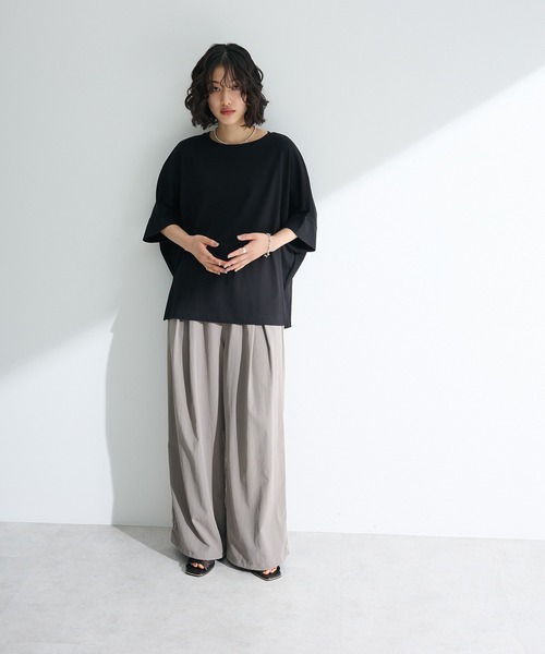 Green Parks(グリーンパークス)の「【WEB限定】冷やっとすずやかドルマンプルオーバーⅡ(Tシャツ/カットソー・レディース・ネイビー/レッド/ブラック/チャコールグレー/ホワイト系その他2/オフホワイト・FREE)」の18枚目の写真